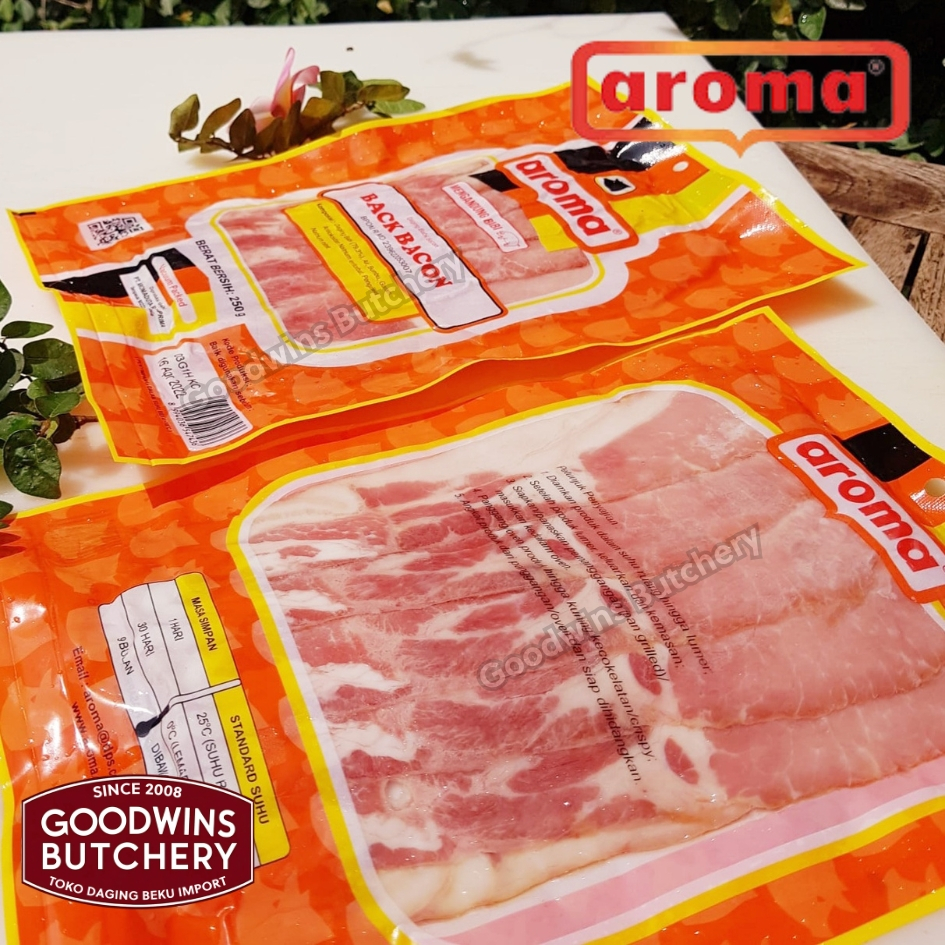 

Pork bacon BACK BACON SLICED 250gr frozen Aroma Bali