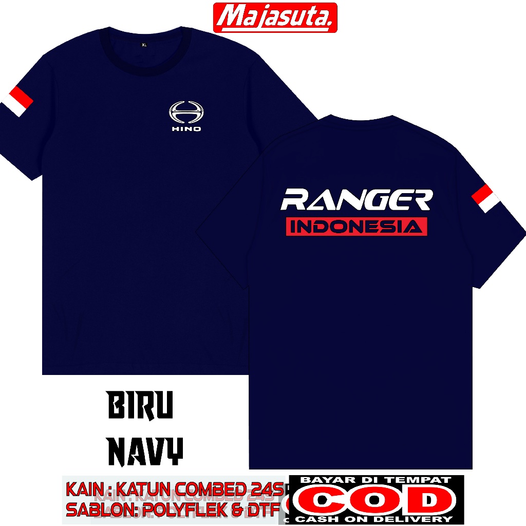 BAJU KAOS HINO RANGER INDONESIA KATUN COMBED 24S TEBAL//BISA COD// KAOS KOMUNITAS//KAOS CLUB//KAOS M