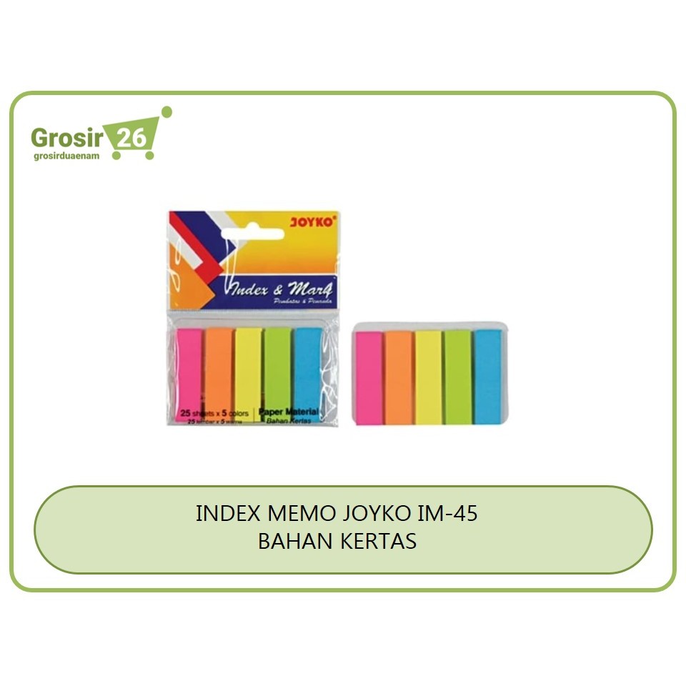 

(1 SET) INDEX MARK / PENANDA KERTAS / PEMBATAS BUKU / MEMO / STICK NOTES JOYKO IM-45 BAHAN KERTAS