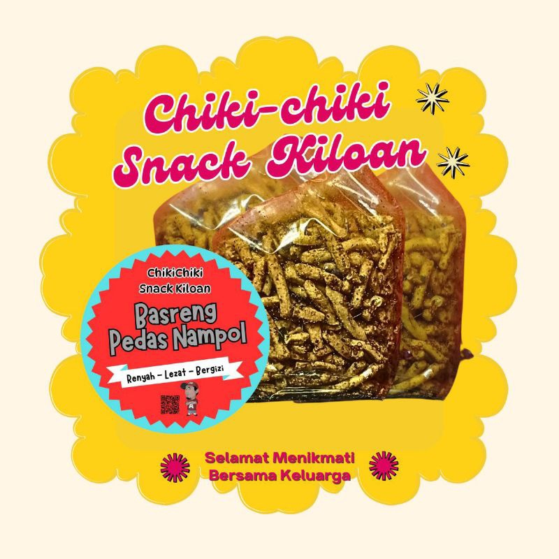 

Chiki-Chiki Snack Kiloan Basreng Pedas Nampool,Asin Gurih Daun Jeruk.