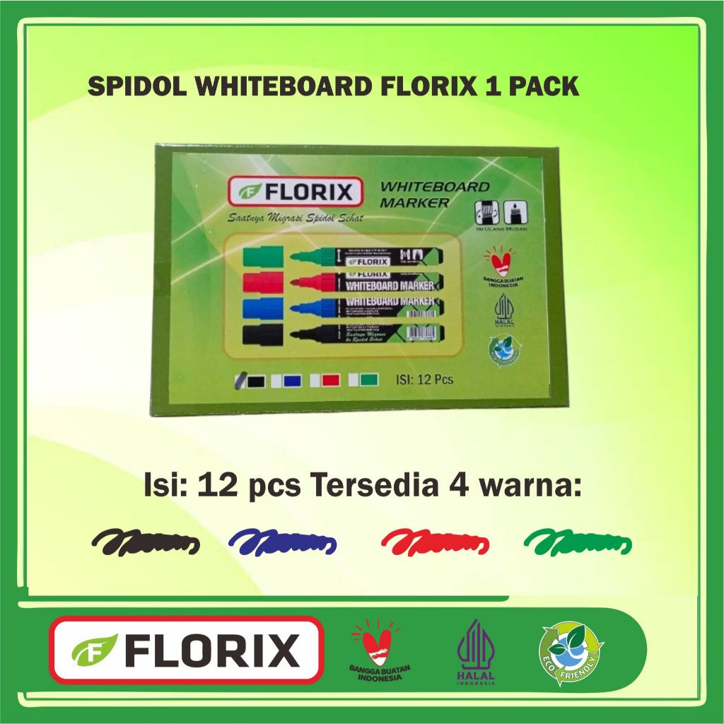 

Spidol Whiteboard Marker Florix New Desain 1 pack isi 12 pcs