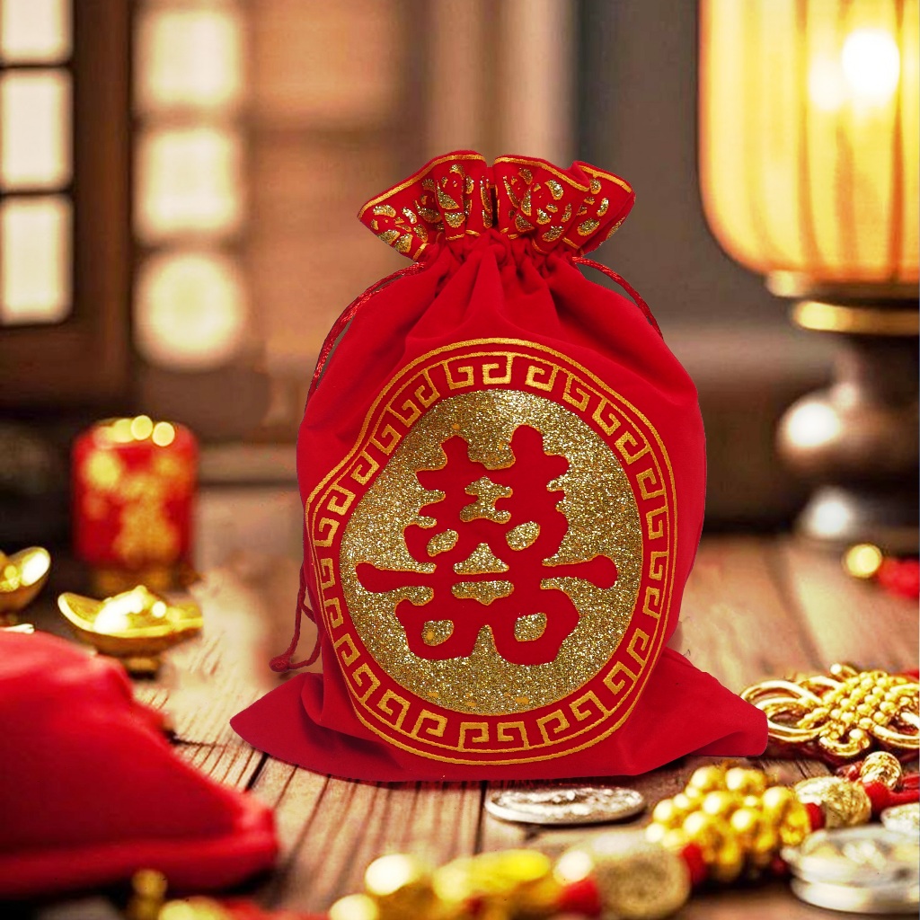 

TAS SERUT SOUVENIR PERNIKAHAN / KANTONG SERUT UNTUK WEDDING SHUANGXI / KANTONG CHINESE WEDDING / POUCH WEDDING