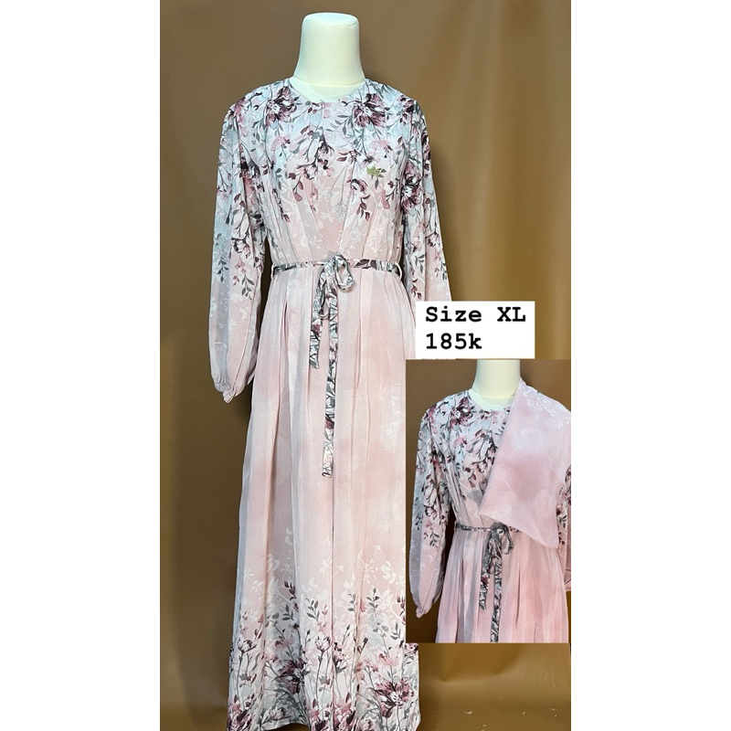 gamis set hijab motif bunga