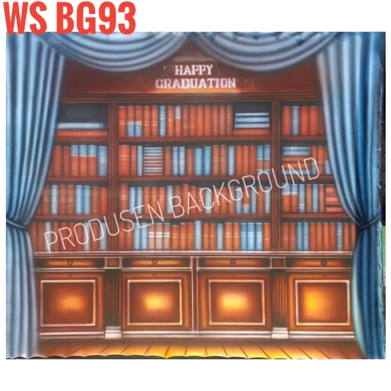 READY COD Kain 3x2,5m Background Wisuda Latar Rak Buku Studio Foto Kode WS BG93AZ