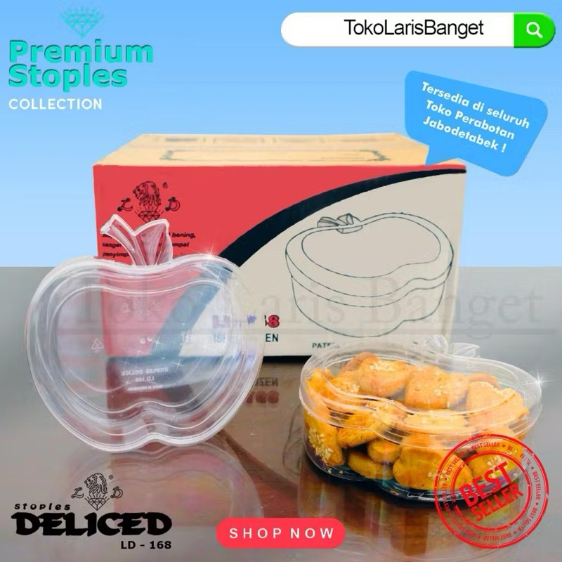 DELICE Toples Kue Kering Bentuk Apel 250 Gram LD 168 Toples Apel Lebaran 1/4kg (12pcs)