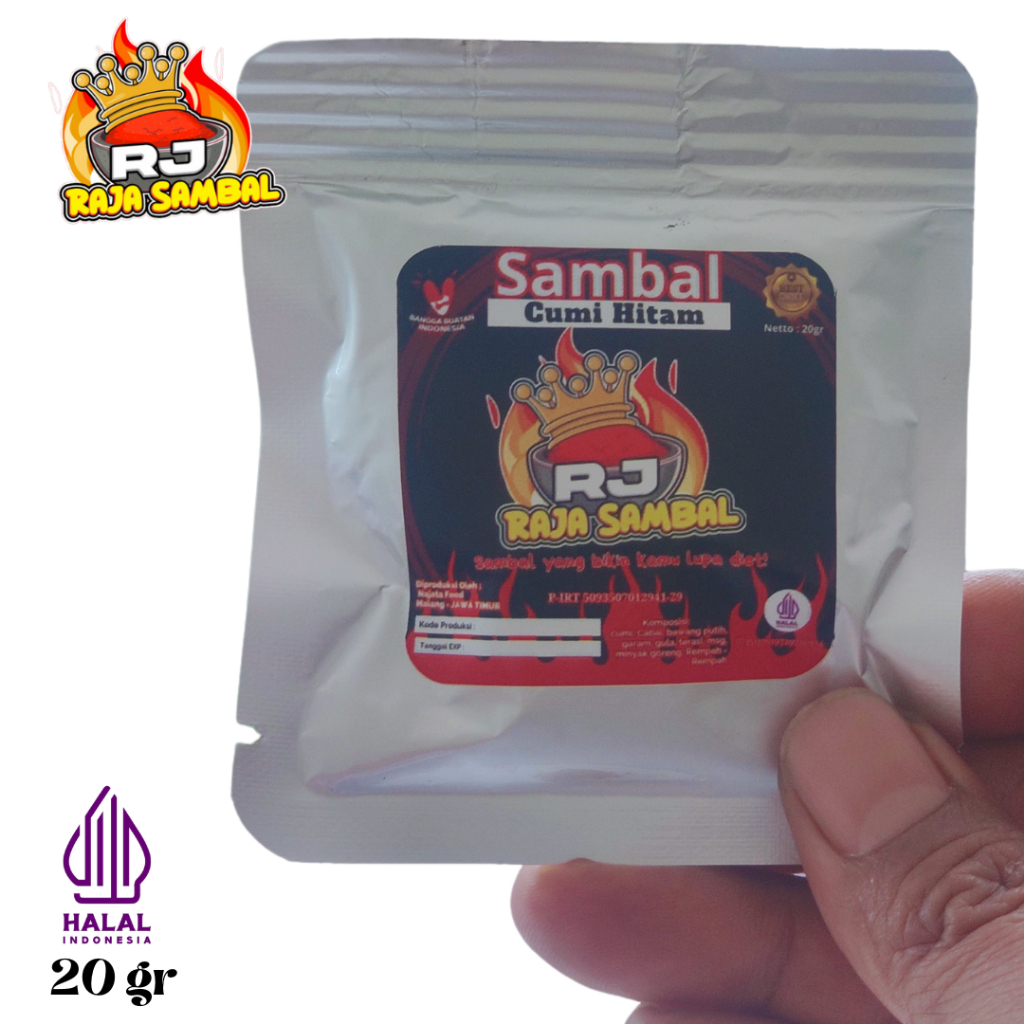 

RJ - Raja Sambal - Sambal Baby Cumi Hitam / Sambel Cumi hitam enak Kemasan Sachet 20gr