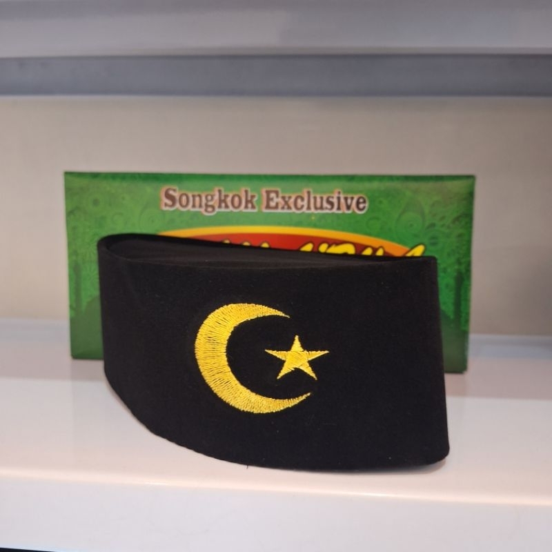 peci songkok hitam bordir logo bulan bintang