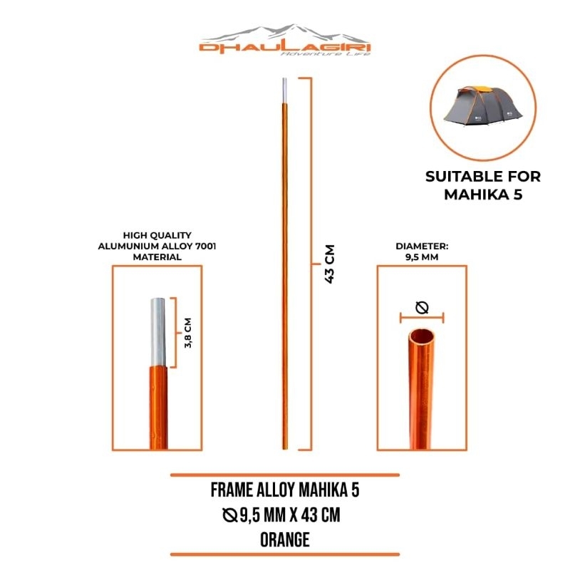 Frame Alloy Khusus Tenda Dhaulagiri Mahika - Frame Eceran Diameter 9,5 - Frame Khusus Tenda Mahika 5