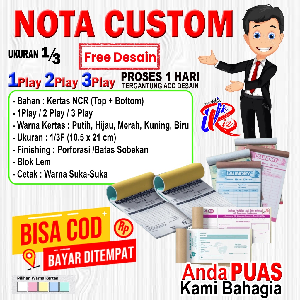 

Nota Custom Invois Faktur ukuran 1/3