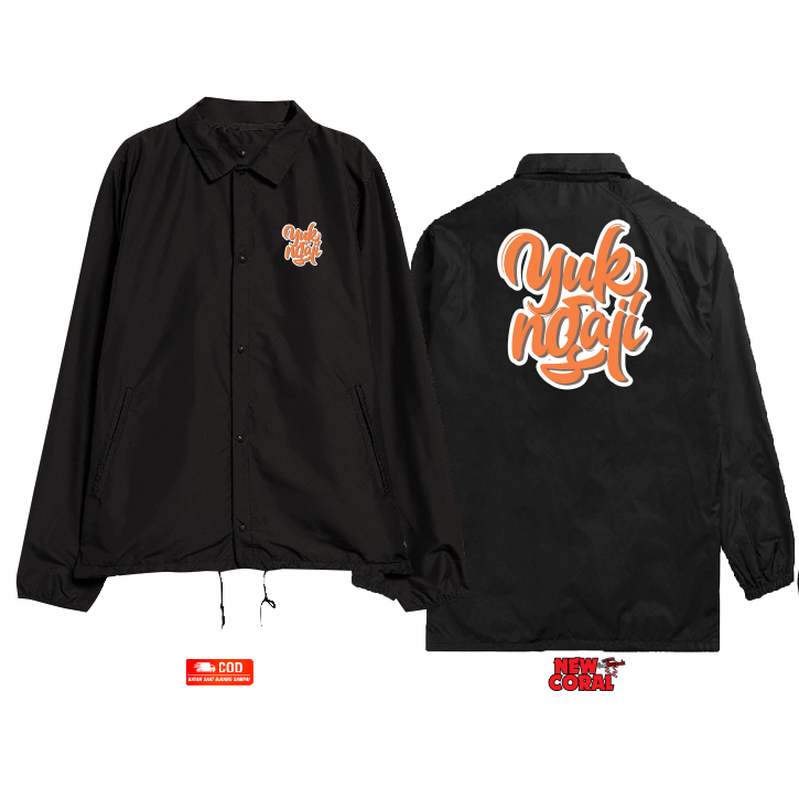 Jaket Coach Windbreaker Islam Muslim Yuk Ngaji Printing Bahan Waterproof Kualitas Distro