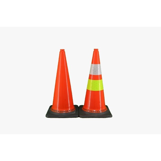 Traffic Cone PVC 9.11 – Base Hitam Karet – Ukuran 75cm & 90cm – Safety Cone Jalan Raya