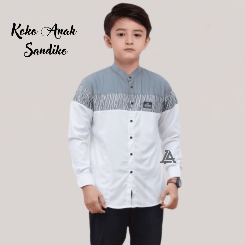 Baju Koko Anak Laki Laki Lengan Panjang Koko Khatulistiwa Usia 5-14Tahun Koko Putih