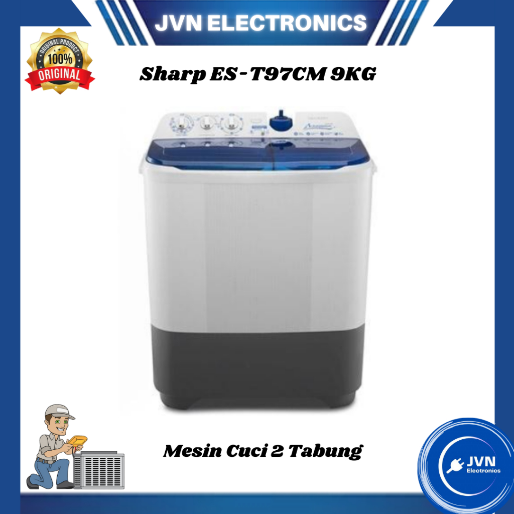 Mesin Cuci 2 Tabung Sharp ES-T97CM 9KG