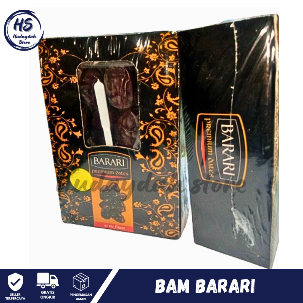 

KURMA BAM BARARI 650gr Kemasan Dus Cantik Premium Mazafati Khas Iran Madina Black Diamond Samira