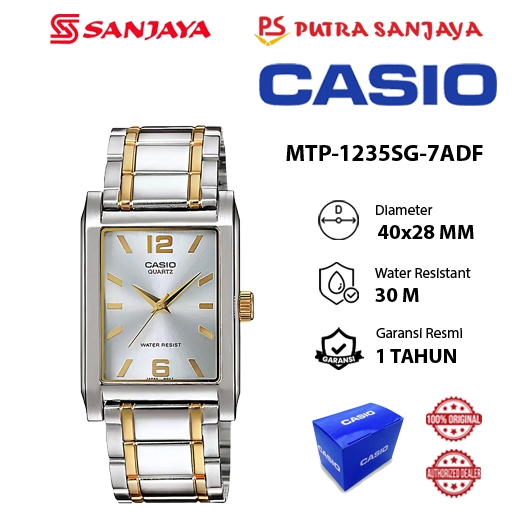 Jam Tangan Pria CASIO MTP-1235SG-7ADF Original Garansi Resmi 1 tahun Stainless Steel Strap
