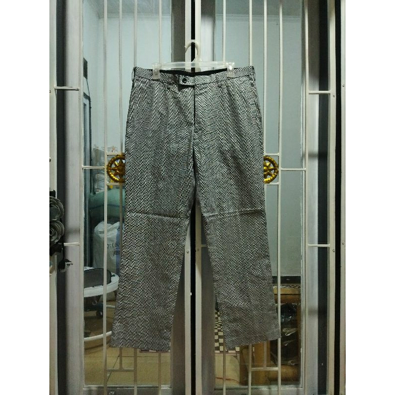 uniqlo tartan celana bahan formal pria 34