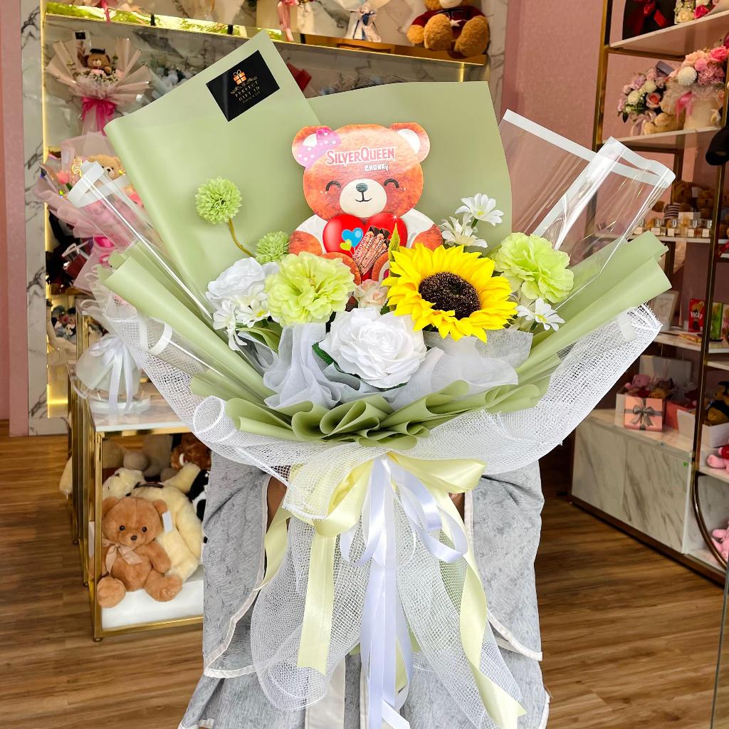 Buket Bunga Beruang Silverqueen Valentine Kado Romantis Kado Ulang Tahun Kado Anniversary