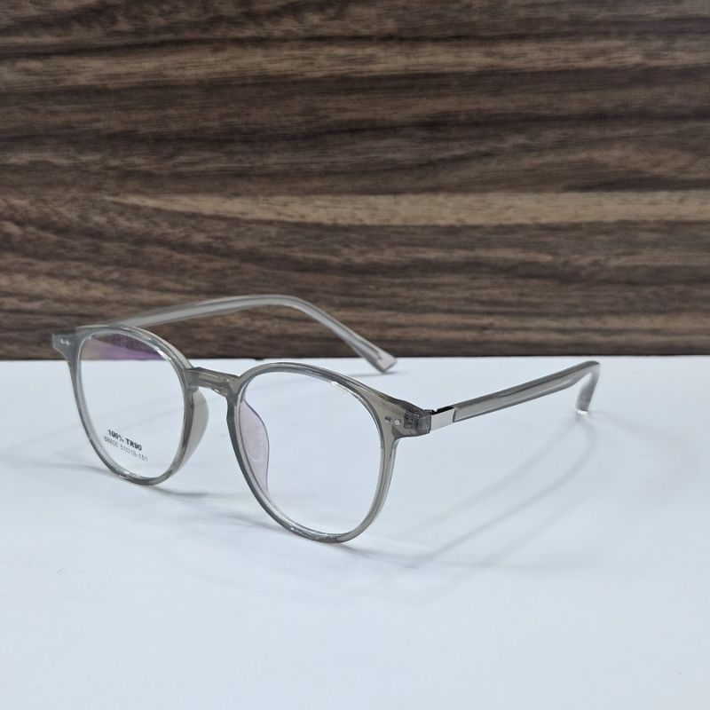 frame kacamata pria wanita remaja bulat bahan plastik TR90 88808 003 51 sage grey