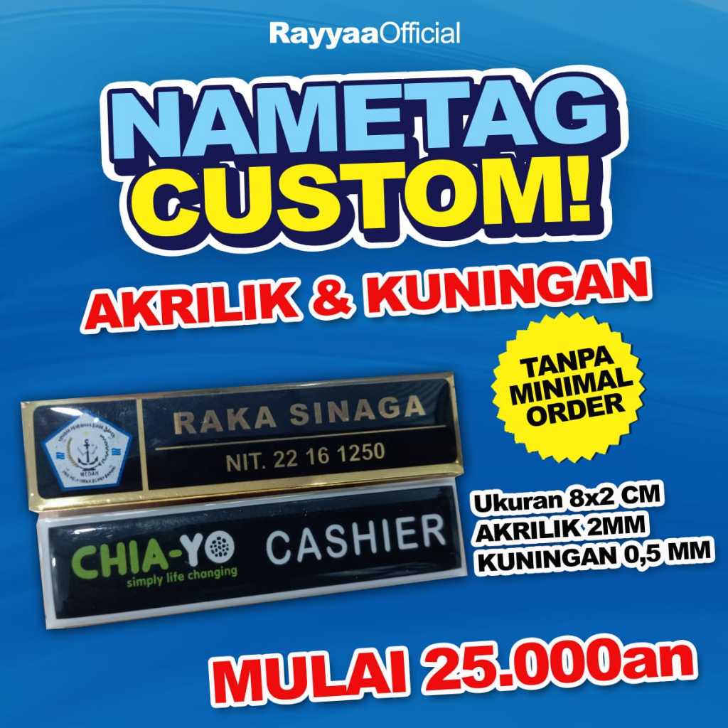 

NAMETAG AKRILIK DAN KUNINGAN, NAME TAG PENITI MAGNET, BEDNAMA AKRILIK RESIN MAGNET