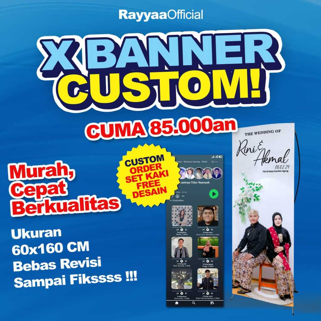 banner X-BANNER WISUDA, X BANNER WEDDING