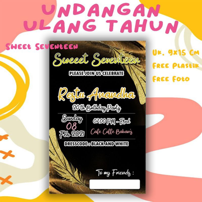 Undangan Ultah  Kode UT08 ( 50 Lembar ) Undangan Ulang tahun anak Undangan kartun anak Ulang tahun r