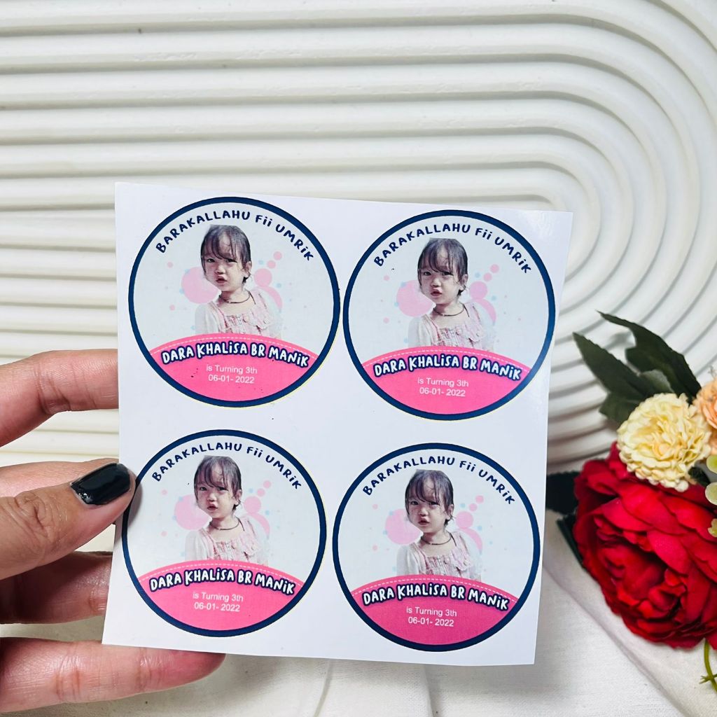 

5-8 Threemind Print Stiker Vinyl Ulang Tahun Anak Sticker Label Undangan Happy Birthday Uk.Sedang
