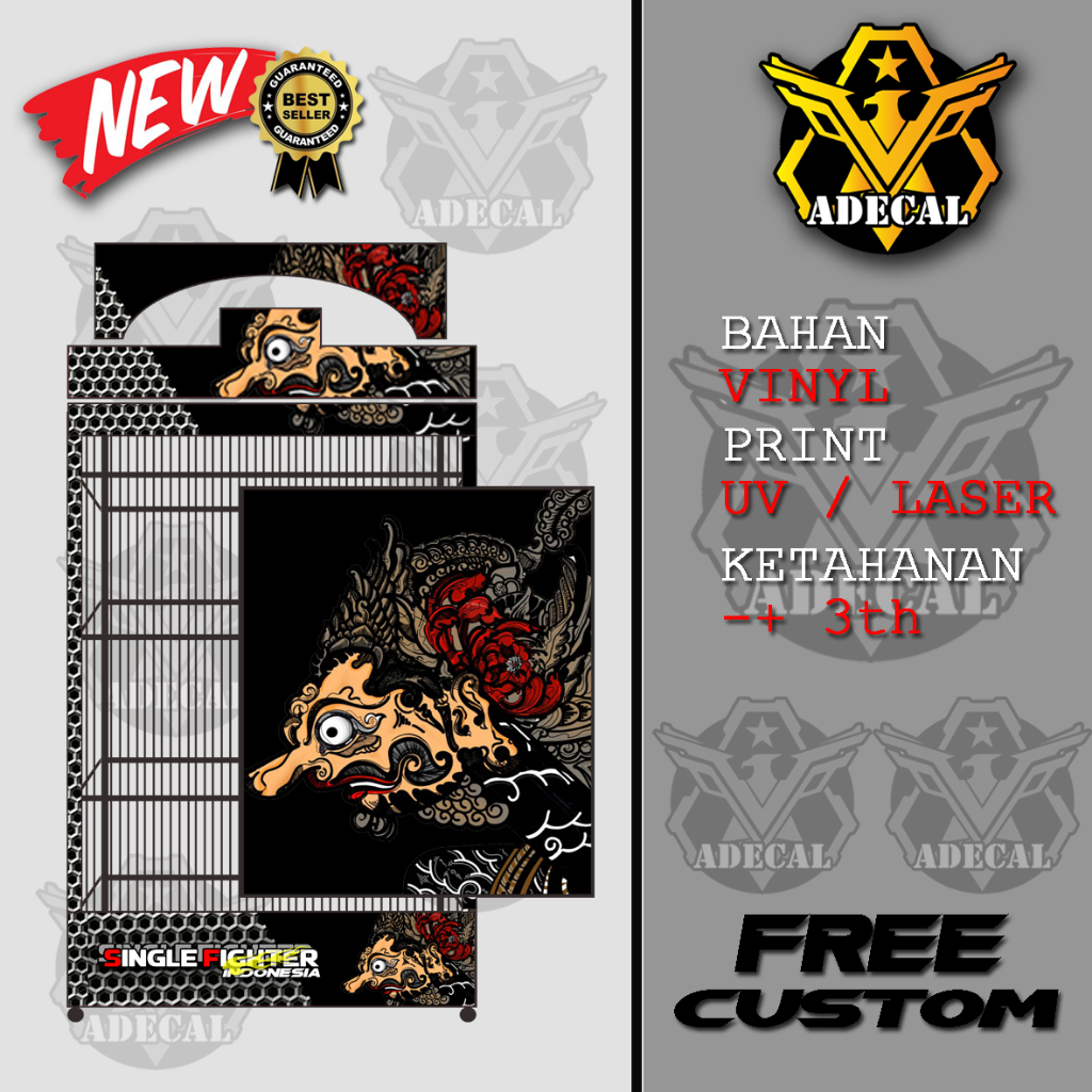 DECAL SANGKAR GEPENGAN / KENARI / IJO / KHOSAN / BURUNG