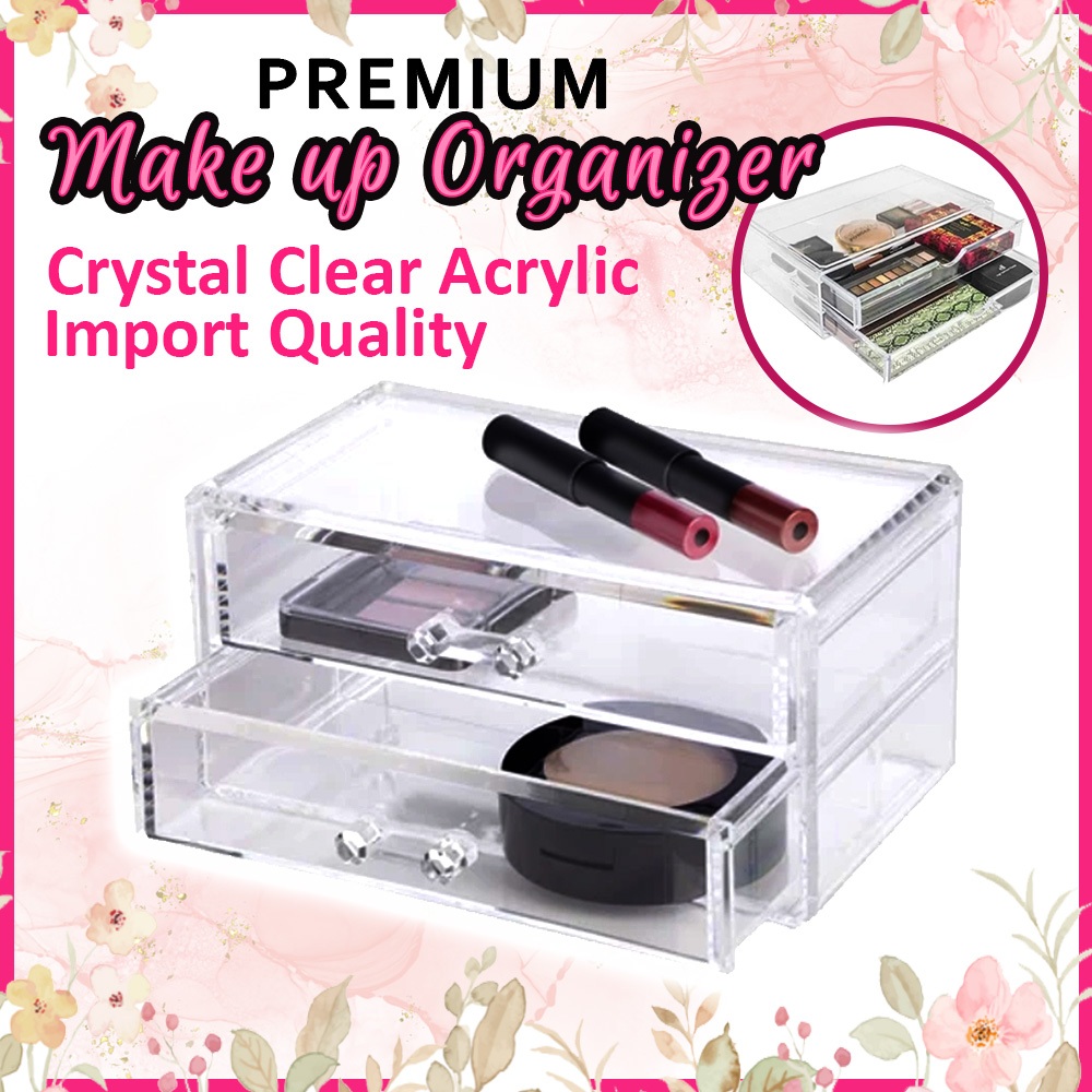 Tempat Makeup Akrilik Transparan Drawer, Makeup Organizer, Rak Kosmetik Akrilik, Rak Laci Akrilik