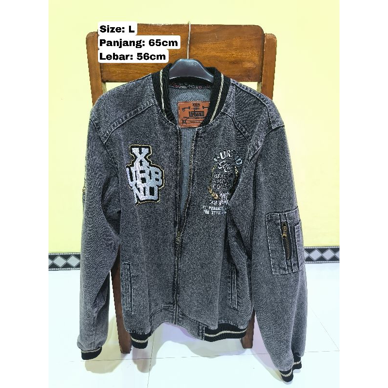 Jaket Varsity Denim - Preloved