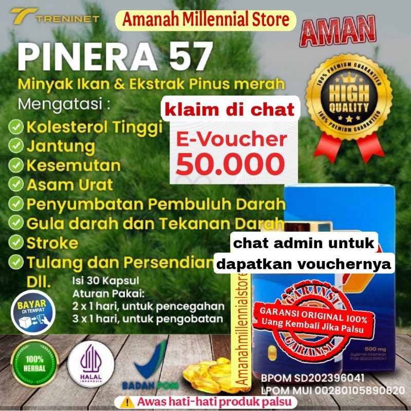 PINERA57 100% ORIGINAL 1 BOX OBAT DIABETES STROKE KOLESTEROL JANTUNG ASAM URAT PINERA 57