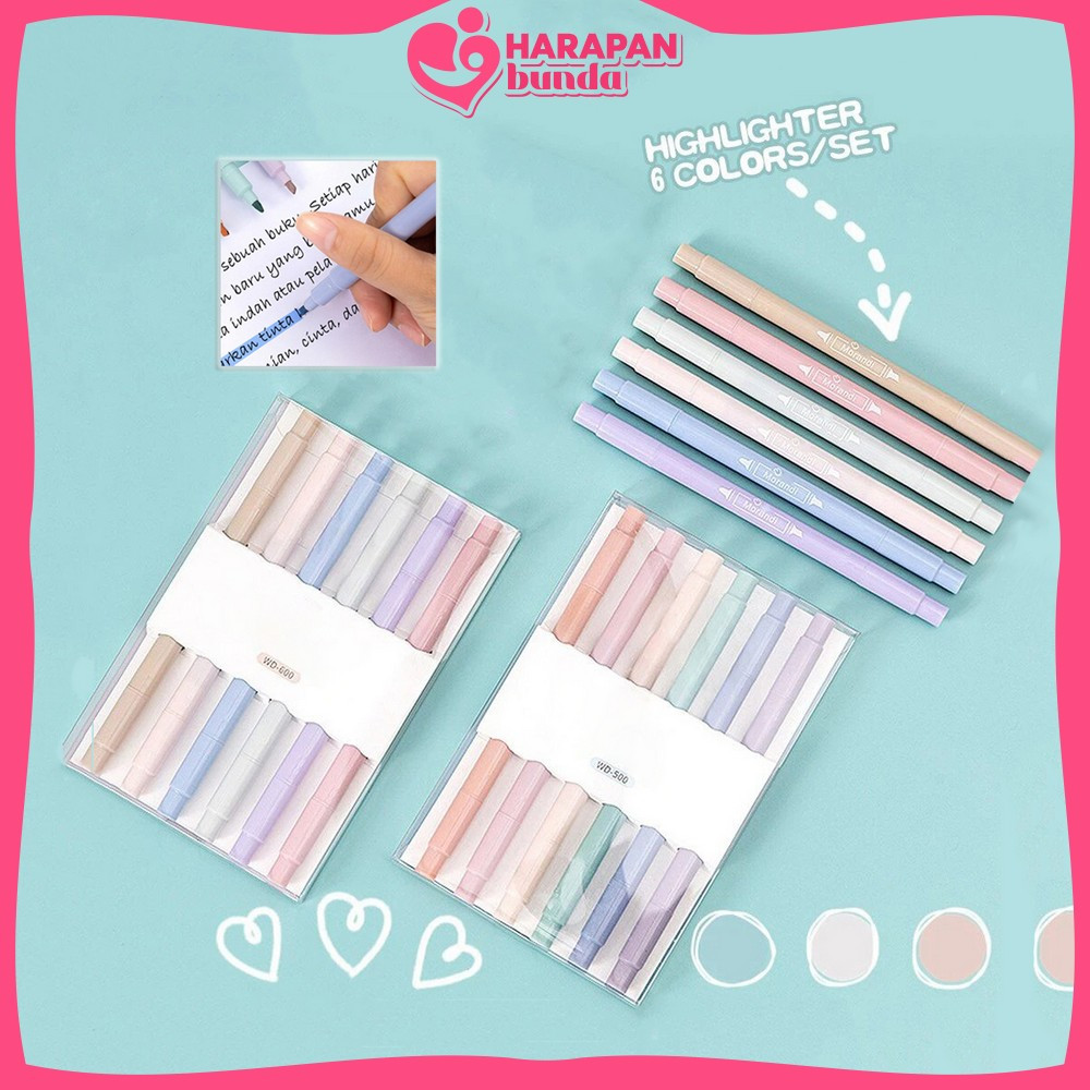 

Highlighter Set Isi 6pcs Double Tip Penanda Teks Polos / Spidol Pen Marker Dua Sisi Warna Pastel Peralatan Sekolah Siswa Harapan Bunda A116