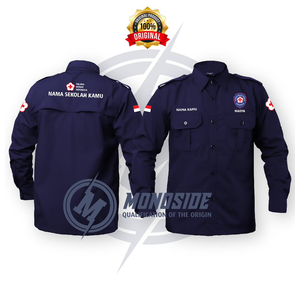 KEMEJA PDL PDH LENGAN PANJANG PMR MADYA CUSTOM BORDIR TERBAIK KEKINIAN ( REQUEST LOGO ) BISA SATUAN 