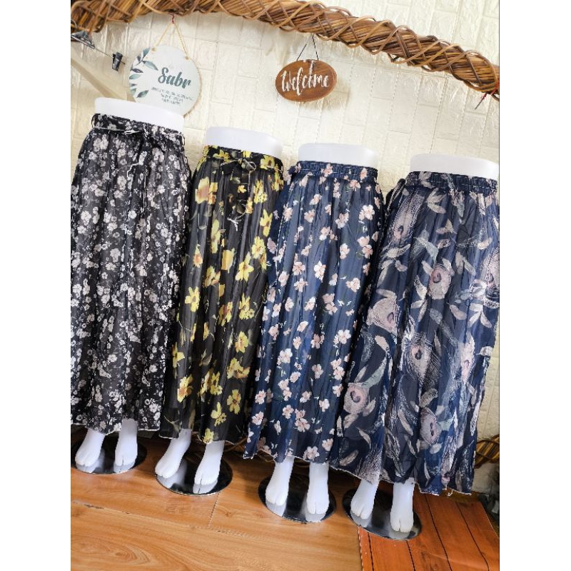 rok sifon bunga/rok panjang import/rok panjang bunga