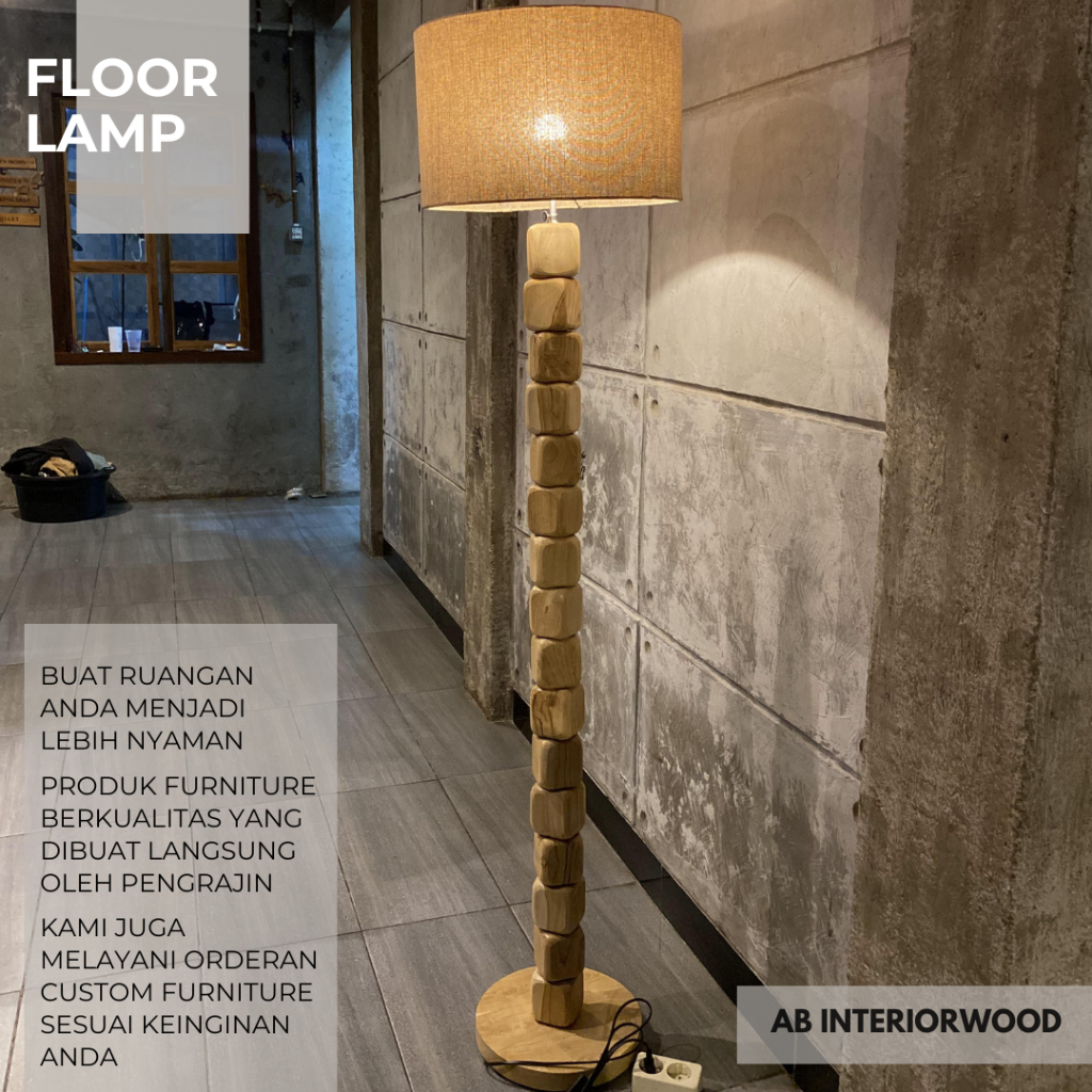 Floor Lamp Model Dadu - Kayu Jati