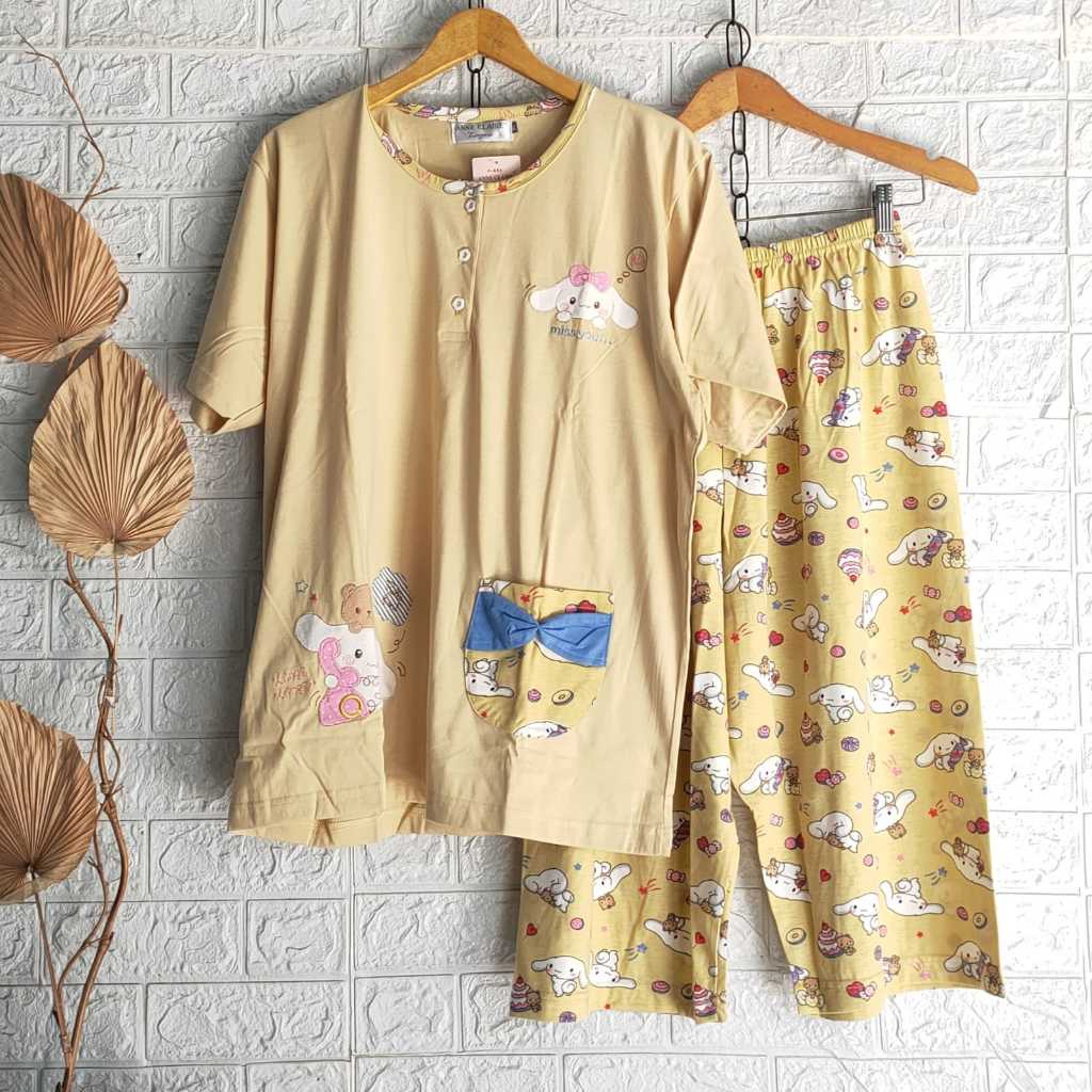 Setelan Babydoll 3/4 Lengan Pendek Celana Pendek Size Jumbo XL Dan 2L Motif Ekslusif  Anne claire