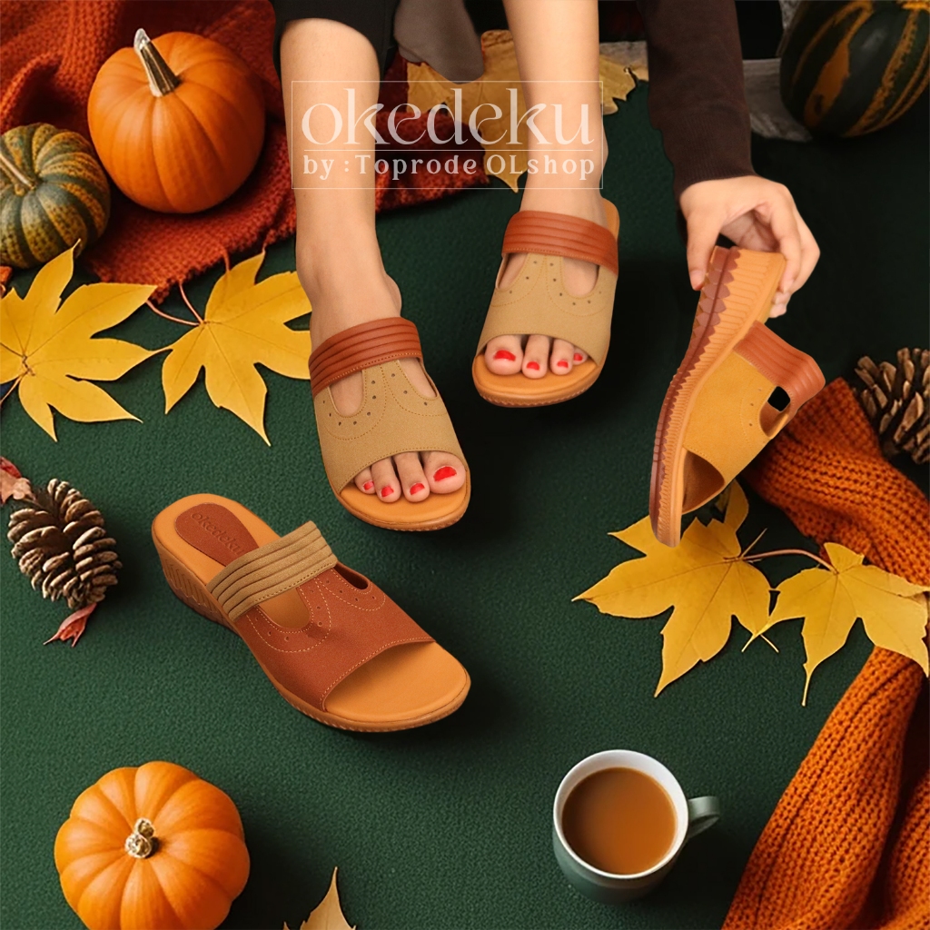 SANDAL WEDGES WANITA TERBARU SLOP SELOP KEKINIAN CEWEK DEWASA KONDANGAN TC14