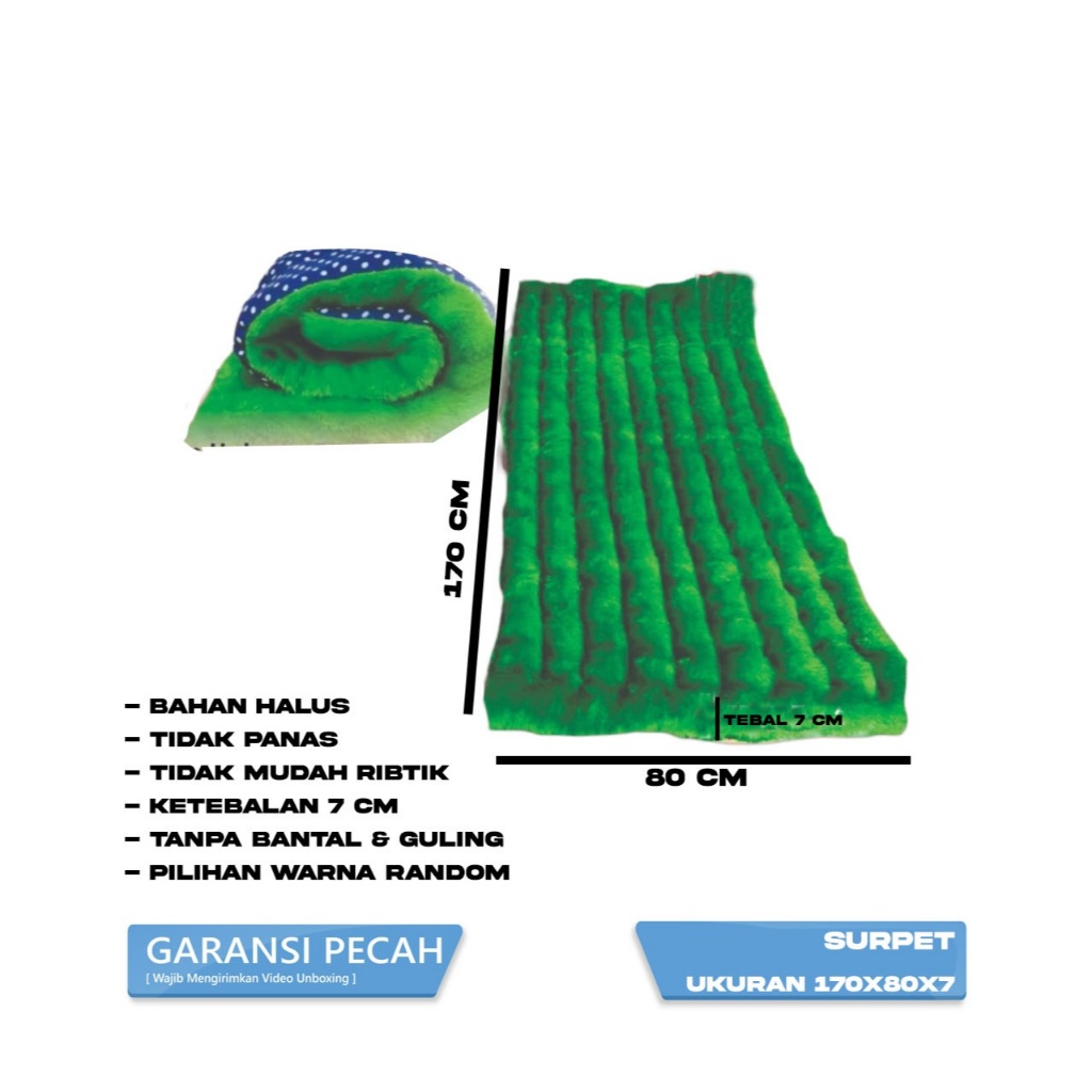 Surpet Bulu Empuk Tanpa Bantal Tebal 6cm Murah Kasur Lantai Surpet Gender 170X80X7cm