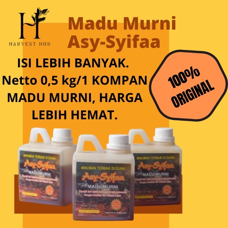 

Asy-Syifaa Madu Murni Minuman Terbaik Dunia, Isi 1 Kompan/0,5 Kg, Madu Muni, 100% Asli, Madu asli