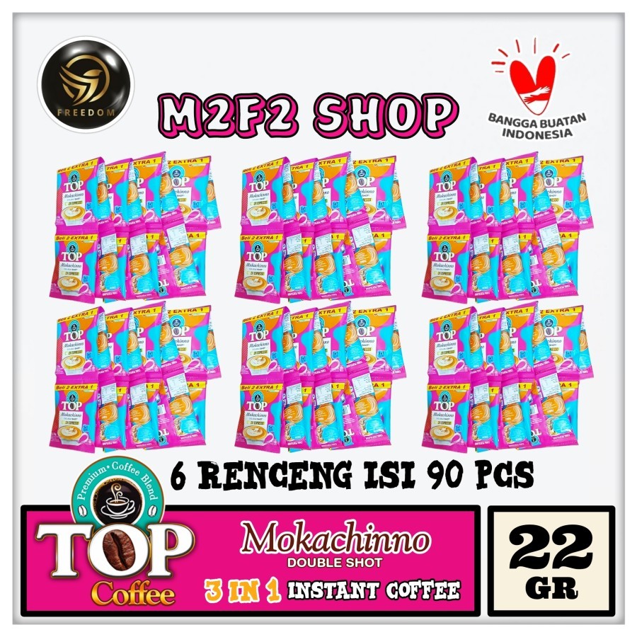 

TOP Premium Coffee Blend Mokachinno Double Shot Espresso 3in1 Instant | Kopi Serbuk Rasa Moka Sachet - 22 gr (Kemasan 6 Renceng)