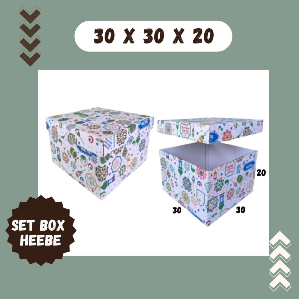 

Box Kado 30x30x20 (Set Top/Bot Heebe) Kardus Packing/Karton/Paking/Polos/Hampers/Boneka/Buah/Puding/Tart