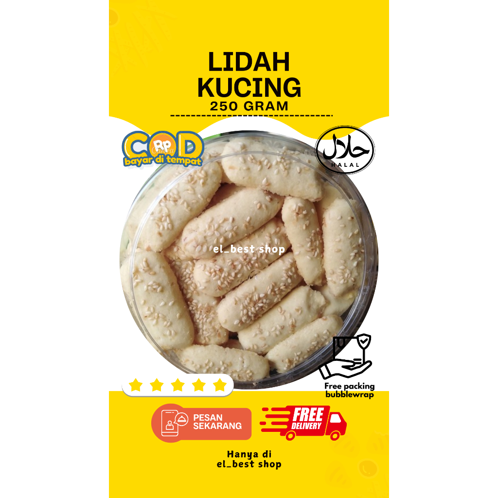 

Kue Kering Lidah Kucing 250 gr | Toples kue Kering 250 gram, Kue Kering Lebaran Premium Kiloan Murah
