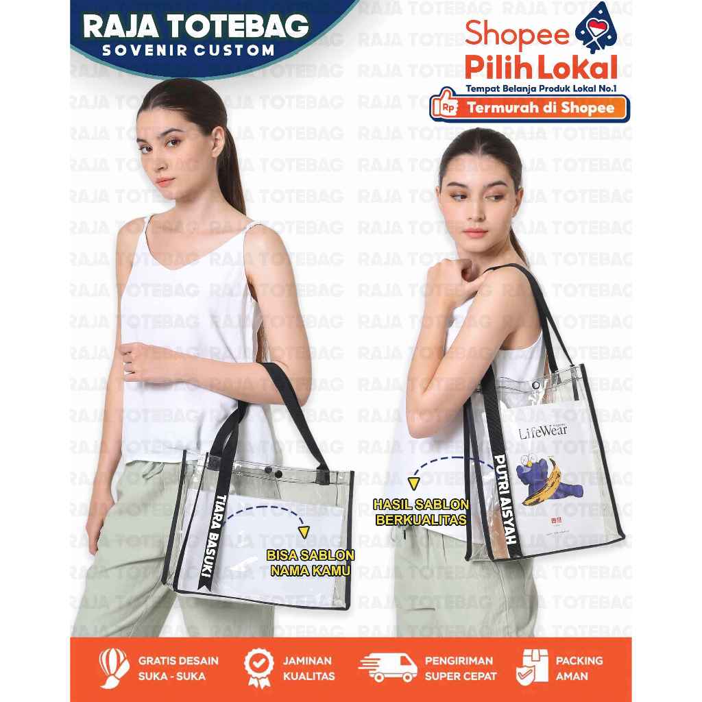 Totebag Mika PVC Tebal-Shoppingbag Mika Bening-Sovenir Tas Mika-Bening