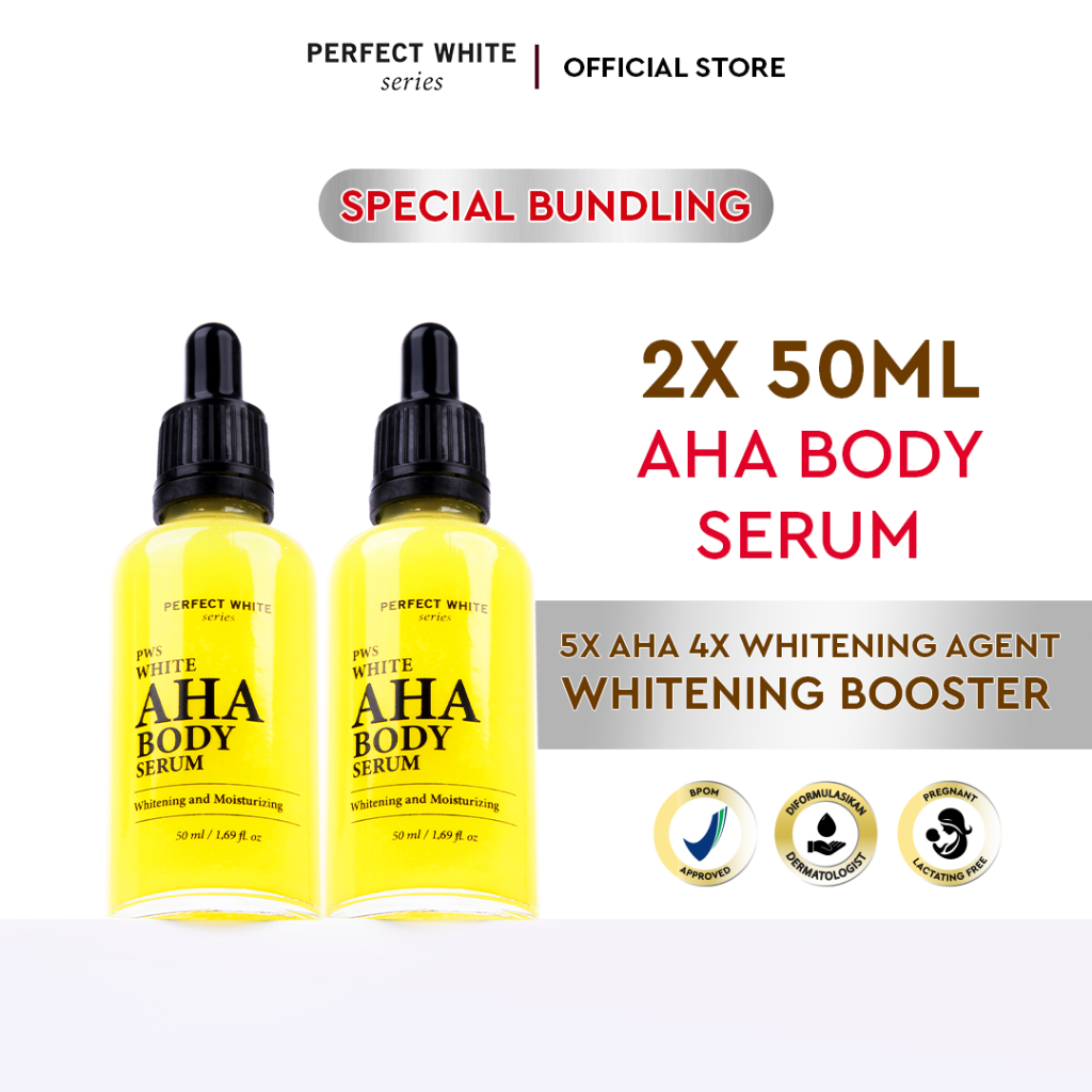 [2pcs] [50ml] PERFECT WHITE AHA Body Serum Whitening & Moisturizing | Mencerahkan Badan