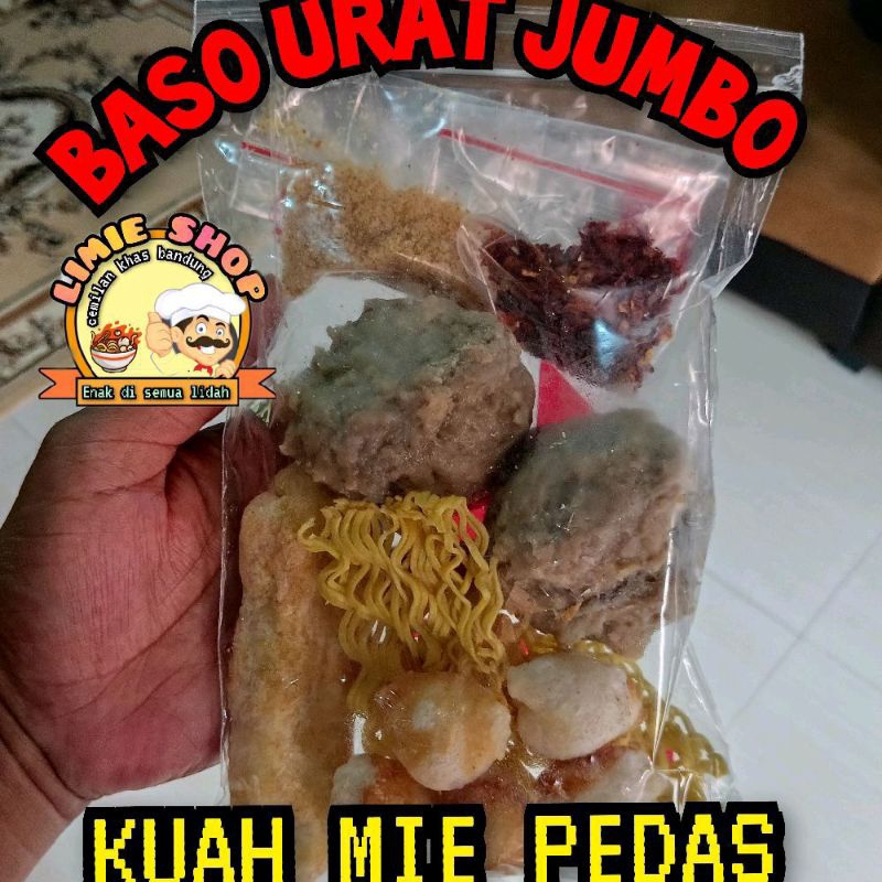 

Baso urat jumbo kuah mie pedas instan