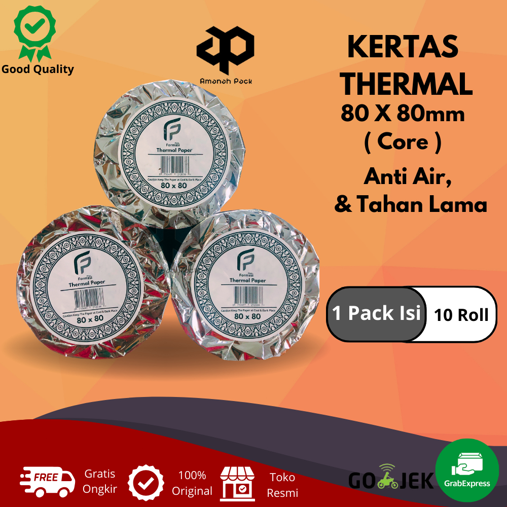 

KERTAS STRUK THERMAL 80mmX80mm Struk Mesin EDC (Merek FORMASI PACK ) / KERTAS STRUK KASIR, Core 20-25 mm, Ketebalan : 80 micron