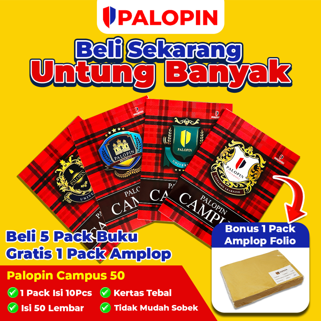 

5 Pack Buku Palopin Campus 50 Lembar Free 1 Pack Amplop Coklat Folio