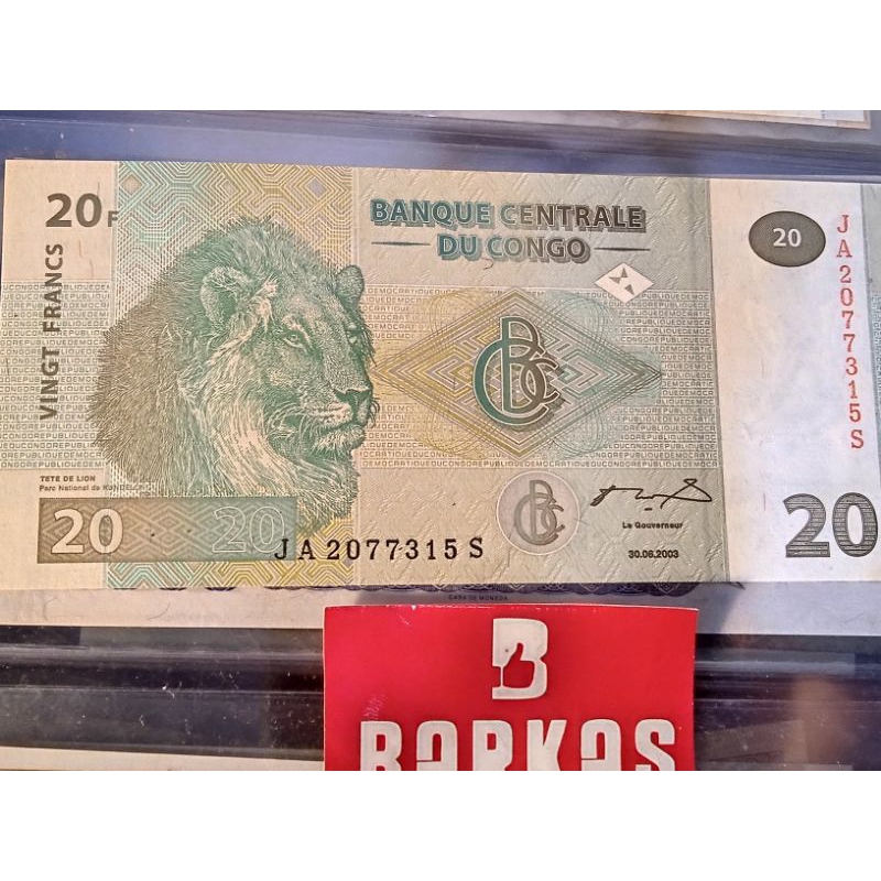 Uang Ori Banque Central Du Congo 20 Franc