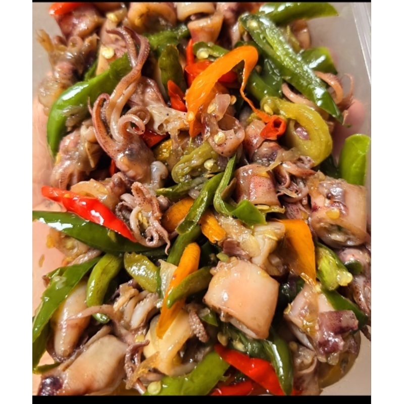 

Cumi Asin Cabai Ijo | Lauk Rumah (Siap Saji)/(frozen)