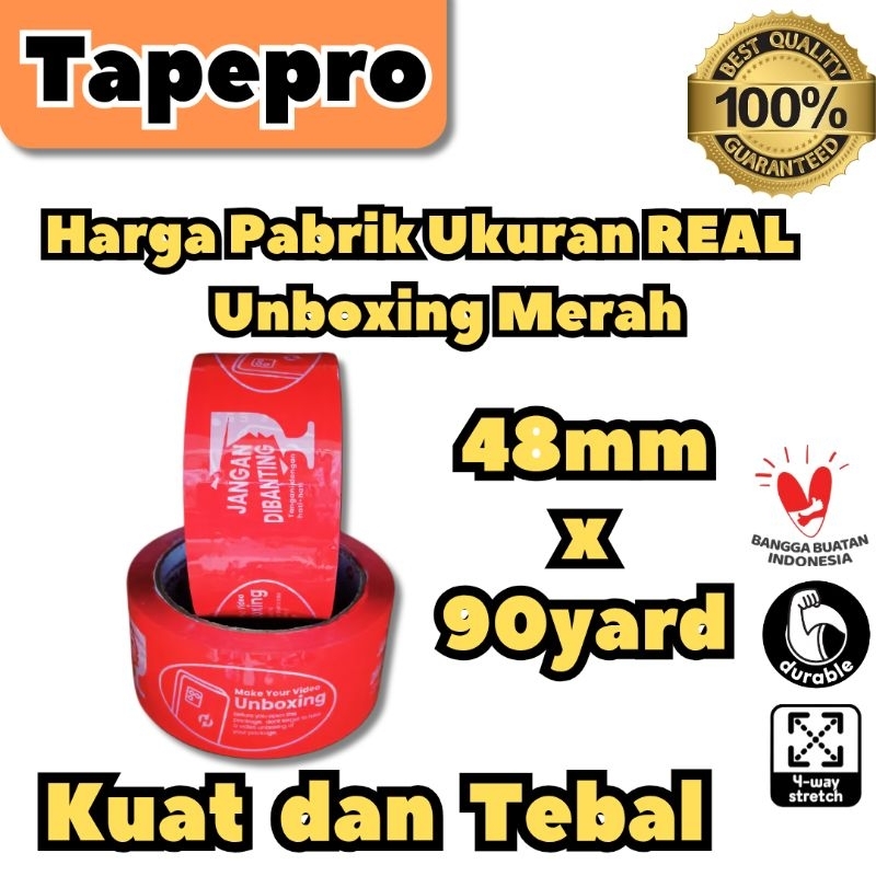 

Tapepro Lakban OPP UNBOXING MERAH 48mm x 72yard 90yard Super Lengket