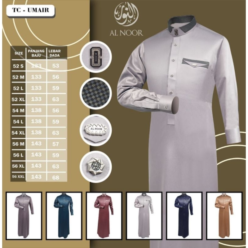 Jubah Al Noor Bordir Polyester Lengan Manset | Jubah Al Noor Premium